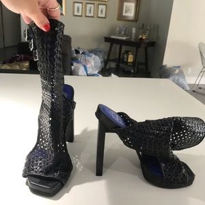 Jeffrey Campbell Ibiza Black Woven Heel